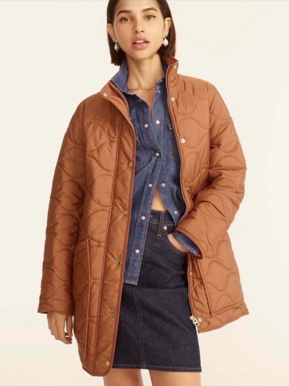 J. Crew quilted Cocoon water repellent puffer jacket primaloft, size small P